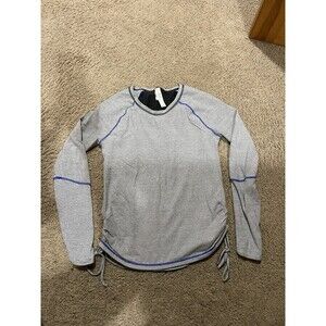 Women's LUCY tech long sleeve active shirt M MEDIUM GRey striped black/ white